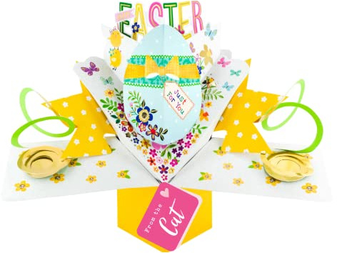 Easter Card From The Cat Happy Easter Decorated Egg Pop Up Easter Card POP010EM17