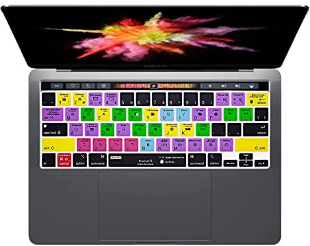 Mac OS/MacOS Shortcuts Silicone Keyboard Cover for MacBook Pro 13 M1 M2 14 16, for MacBook Pro 13 15 Inch with Touch Bar(A1989/A1706,A1990/A1707) 2016-2024, US Version Layout