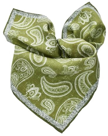 Prettystern Homme Femme Bandana Echarpe Petit Foulard Carré en 100% Crêpe Satin de Soie 13A Vert