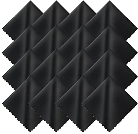12 Stück Brillenputztücher Mikrofasertücher, Brillenputztücher Mikrofasertücher Brille Antibeschlagtuch für Brillen, Bildschirme, Tabletten, Gläser (15 x 18 cm Schwarz)