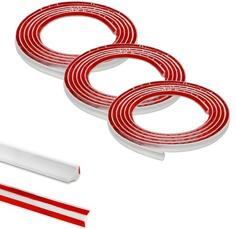 5Mx3 rouleaux PVC Joint d'Étanchéité Autocollant Bordure de Finition Plan de Travail Cuisine Angle Mur, Joint Mur Intérieur Profil Finition Bande Finition Calfeutrage Moulure Plinthe,12mmx6mm Blanc