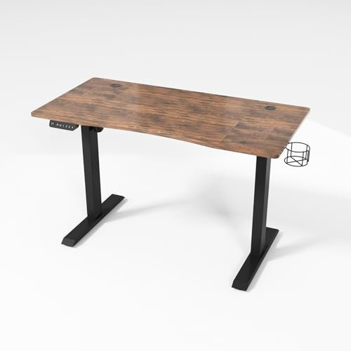 Stehschreibtisch HöHenverstellbar 120x60, Schreibtisch BüRotisch mit 4 Memory-Steuerung, Stufenlos Verstellbar Stehpult mit Becherhalter, Haken, Computertisch Schreibtisch BüRo