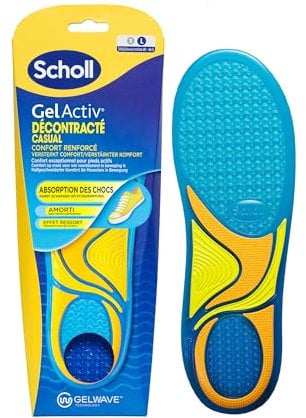 Scholl Semelles GelActiv Décontracté pour chaussures hommes - Un confort renforcé par la mousse à mémoire de forme et la technologie GelWave tout au long de la journée - Taille 40 à 46,5