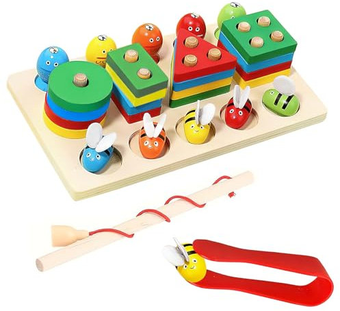 TAIHOBO Montessori Spielzeug ab 1 2 3 Jahr, Kinderspielzeug Holzspielzeug Steckspiel, Puzzle Holzspielzeug Baby Geschenk, Motorikspielzeug Steckpuzzle Holz Sortierspiel für Junge und Mädchen