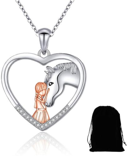 SCJJZ Colliers pour femme,Collier d'amour fille et cheval, bijoux pour femmes, collier porte-bonheur, cadeau pour femmes et filles
