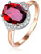 Goldring Damen 18 Karat Echtgold, Engagement Ring 750 Roségold Halo Ovaler Rubin Modeschmuck Größe 65 (20.7)