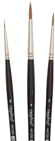 repino Pinselset Rotmarder Pinsel Künstlerpinsel - Pinselgrösse 0, 2 und 4