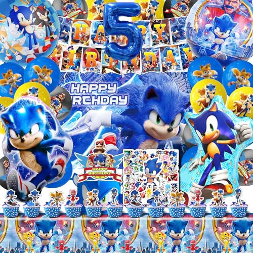 101 Pcs Addobbi Soni 5 Anni, Kit Compleanno Soni 5 Anni, Kit Palloncini Soni 5 Anni, Soni Decorazioni Festa, Addobbi Festa Soni, Soni Decorazioni Compleanno, Decorazione Festa Soni, Soni Tovaglia