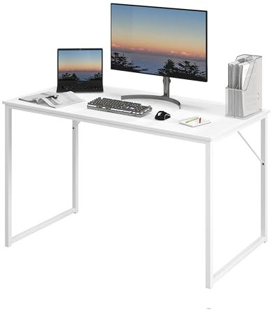HUAXIN LUCKY Computer Desk, 100 x 48 x 76 cm, Writing Desk, Home Office Table, Laptop Table for Home Office Workstations, Multipurpose table, Metal Frame (White, 100 x 48 x 76 cm)