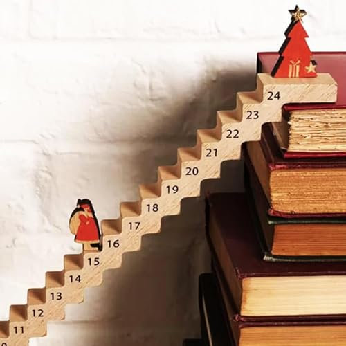 Climbing Santa Advent Calendar 2024, Santa Climbing Stairs Countdown Calendar, Traveling Christmas Advent Calendar, Wooden Santa Climbing Ladder Countdown For Christmas Decorations