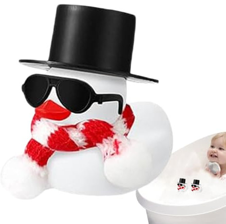 DAWCBVJQ Gelbe Quietscheente, Weihnachtsgummiente - Schwimmende quietschende Gummienten mit Sonnenbrille, Schal, Mützen - Schwimmende quietschende Gummienten, Auto-Armaturenbrett-Entendekorationen,