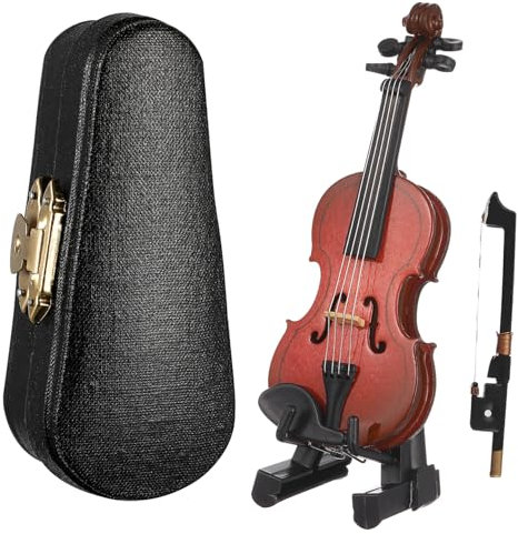 QUMIIRITY Holz Miniatur Geigenmodell Mit Stand Und Bogen Realistische Kleine Geige Für Desktop-dekor Musical Instrument Modell Geigenschmuck