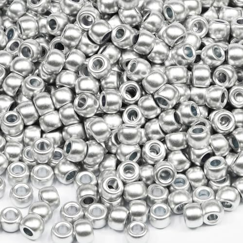 Tibaoffy Crafts Silvery Beads 6x9mm,Pony Beads Total About 1000pcs