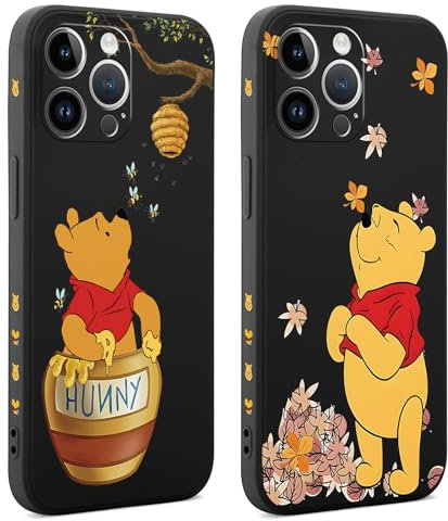 2 Stück Handyhülle für Apple iPhone 15 6.1'', Hülle Lustiges Anime Niedlich Tragen Tier Cartoon Muster süß Aesthetic Mädchen Silikon TPU Schutzhülle Tasche Kameraschutz Stoßfest Case, Schwarz