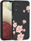 ILING Liquid Silikon Hülle für Samsung Galaxy A12 / M12, Ultradünne Elegant Blumen und Niedliches Cartoon Muster Damen Handyhülle, Weich TPU Bumper Stoßfest Schutzhülle (Schwarz Q07)