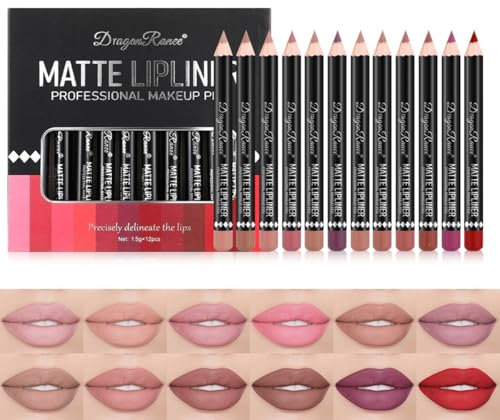 Baorder 12 colori di matita per labbra, texture liscia e cremosa,lip plumper e lunga durata impermeabile,confezione di matita per labbra, non appiccicosa,regalo per il trucco delle labbra per le donne