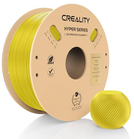 Creality PETG Filament,Hyper PETG 1.75 mm 3D Druckerfilament mit 30–600 mm/s, Maßgenauigkeit +/- 0,02 Pappspule (2,2 lbs), Passend für Die Meisten FDM 3D Drucker Gelb 1KG