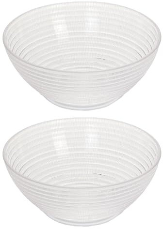 Bafnsiji Salatschüsseln 2er-Set, runde klare Salatschüssel, Salatschüssel aus Glas, klare Servierschüsseln aus Kunststoff, Rührschüssel aus Kunststoff, durchsichtige stapelbare Salatschüsseln