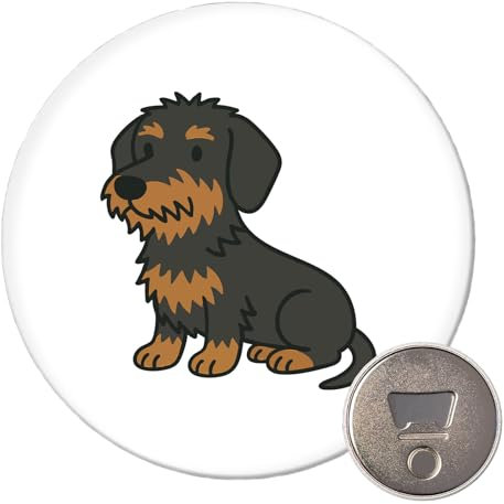 Huuraa Magnet Rauhaar Dackel Sausage Dog Comic Geschenk 59mm Kühlschrankmagnet Flaschenöffner Rauhaar Dackel Geschenkidee