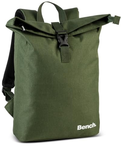 Bench Classic Mini Rolltop Rucksack Damen & Herren, Daypack, Backpack, 35/45 x 26 x 9 cm, 8 L Volumen, khaki schilf