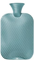 Fashy Wärmflasche, 2,0 L, Halblamelle mit Massagenoppen, Petrol-Perlmutt-Effekt