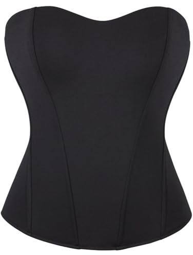 DISSA Damen Korsett Top Rückenreißverschluss ausgestellter Saum,S-XXL | Glatte Oberfläche, hinterer Reißverschluss, ausgestellter Saum, geschwungene Paneelnähte, taillierte Silhouette
