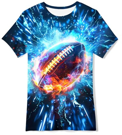Kimoda Boys Football T-Shirts Kids Cool Novelty 3D Printed Tees Size 9-10