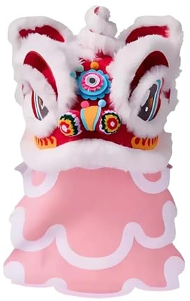 Jiuvaso DIY Lion Dance Tête Danse Chinoise Kit Artisanat Dragon Année Matériaux Non Tissés Assemblage Manuel Adapté pour Réunions Familiales Photo Déc, Rouge