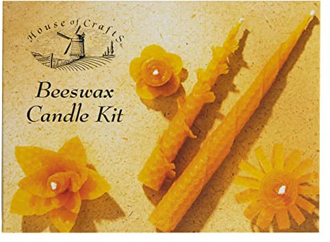 House Of Crafts Floating Beeswax Candle Mini Kit, Single Craft Kit Set, Yellow, Includes 5 Sheets Of Natural Beeswax, Candle Wicks, Patterns, Instruction