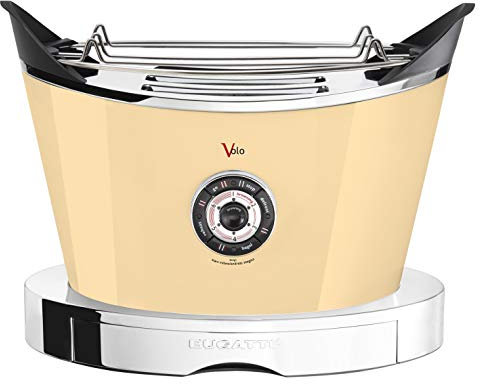 BUGATTI, Volo, Tostapane Elettronico, 4 Funzioni, 6 Livelli di Tostatura, Design innovativo, Corpo in Acciaio Inox, Pinze per Toast e Pane non incluse, Potenza 930 W (Crema)
