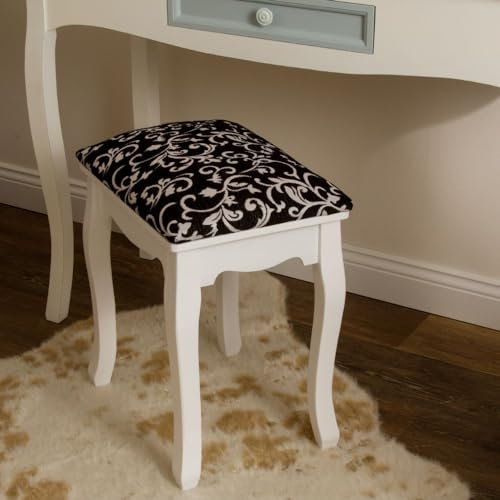 Hocker League Schwarz Barock Sitzhocker Fußhocker Schminktisch Vintage Landhaus