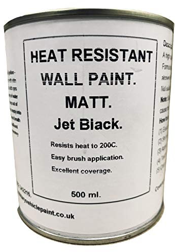 Grehge t Jet Black Heat Resistant Wall Paint. Wood Burner Stove Alcove. Brick, Concrete, Plaster, Cement Board, Rendering, Metal, Timber etc.