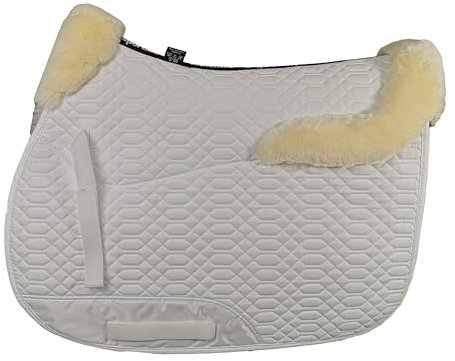 Engel Reitsport | SCHABRA4-VSS-WEI-MED | Schabracke | Lammfell im Sattelbereich - Half Lined | Steppstoff | Fellkranz vorne & hinten | Vielseitigkeit | Stoff Weiss Fell med.
