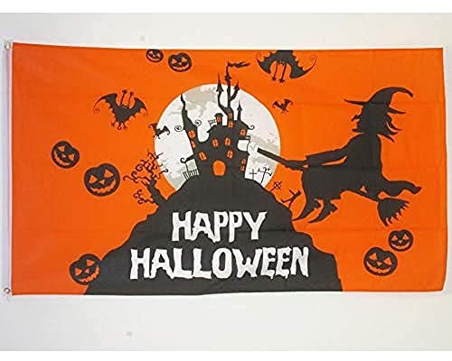 AZ FLAG - Drapeau Halloween Orange - 150x90 cm - Drapeau Happy Halloween 100% Polyester Avec Oeillets Métalliques Intégrés - Pavillon 110 g