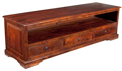 MASSIVMOEBEL24.DE | Oxford Lowboard aus Massivholz #439 | Akazienholz - Nougat, lackiert | Kolonialstil | 175x50x53 cm | massives TV-Board Holzlowboard