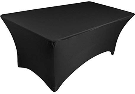 Tektrum 6 ft Lange rechteckig Stretch Tischdecke DJ Jacke Cover für Messe – PREMIUM Stoff – Schwarz Farbe