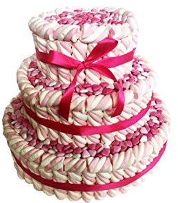 KIT TORTA DI MARSHMALLOW TRECCE BIANCO ROSA FAI DA TE