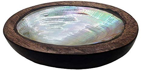 VIE Sono Wood with Capiz Inlay Oval Dipping Bowl 12cm