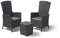 Allibert by Keter Balkonmöbel Set Vermont & Luzon flat wicker (set of 3), graphit/cool grey, 3tlg., inkl. Sitzkissen, verstellbare Rückenlehne, Kunststoff, flache Rattanoptik