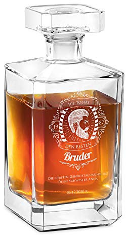 Maverton Whisky Karaffe mit Gravur - Whisky Dekanter - 700ml - Geschenk zum Geburtstag für Männer - Bruder