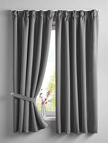 Gardinenbox 2er Set Verdunkelungsvorhänge Blickdicht »Newyork« verdeckte Schlaufen Dunkelgrau HxB 160x140 cm Thermo-Gardine Blackout schalldämmend ÖKOTEX Kräuselband, 202020610-2