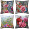 AMZQJD 4 Stück Kissenbezug Frühling Dekorative Kissenhülle Baumwolle Leinen Sie Kissenbezüge (50 x 50 cm, Rote Blumen)