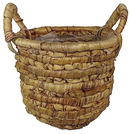 zeitzone Pflanzkübel mit Henkel Wasserhyazinthe Pflanztopf Korb Rund Pflanzgefäß Ø 24cm