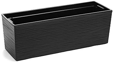 Gordanluk, Modern Textured Flowerpot with internal riser, Plant pot, Indoor, Outdoor, Garden, Basket, Strong, Plastic, Home decorations, Planters, Balcony, Patio (Black)
