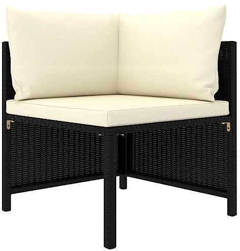vidaXL Modular Ecksofa mit Kissen Gartensofa Sofa Lounge Gartensessel Gartenstuhl Sessel Einzelsofa Gartenmöbel Schwarz Poly Rattan