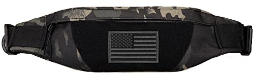 SunForMorning Taktische Bauchtasche für Herren, Laufgürtel, kleine Militär-Hüfttasche für Reisen, Wandern, Klettern, Angeln, Schwarz Camouflage, Small, Taktische Bauchtasche
