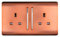 Trendi 2 Gang Raised Artistic Modern Glossy Screwless 13 Amp Single Pole with Chrome Switched UK Standard Electrical Double Wall Plug Socket in Copper - ART-SKT213LCPR