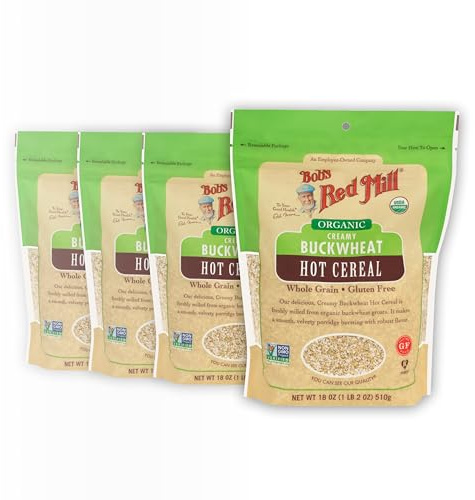 Bob's Red Mill Organic Gluten Free Creamy Buckwheat Hot Cereal, 18oz (4 Pk)