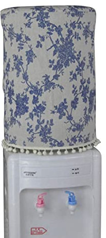 ZUYYON Water Dispenser Cover for 5 Gallon Bottles, Cotton Linen Print, Blue, Water Resistant, Cloth, Fits Most 5 Gallon Coolers