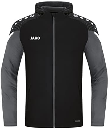 JAKO Herren Kapuzenjacke Performance, Schwarz/Anthra Light, M